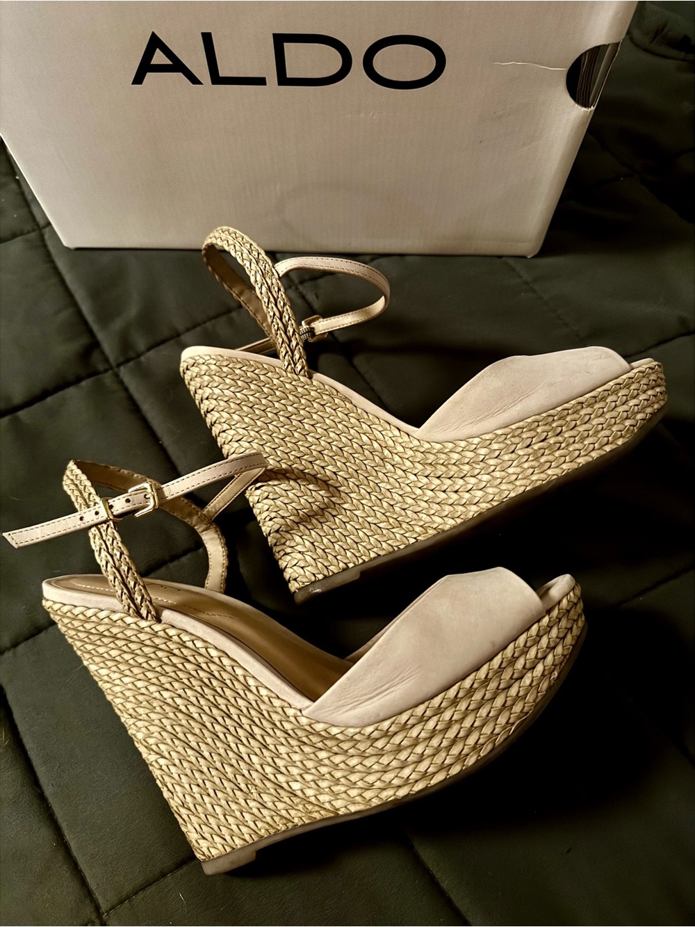 ALDO Beige Braided Wedge Sandals